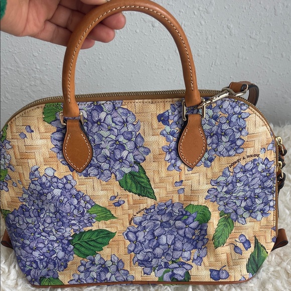 Dooney & Bourke Blue Floral Tan Satchel - Picture 8 of 15